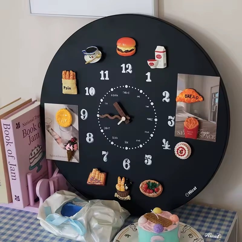 3152-BT Smart - Whimsical food-themed kitchen wall clock with miniature bread, burger and dessert hour markers | Boto Clock wholesale manufacturer