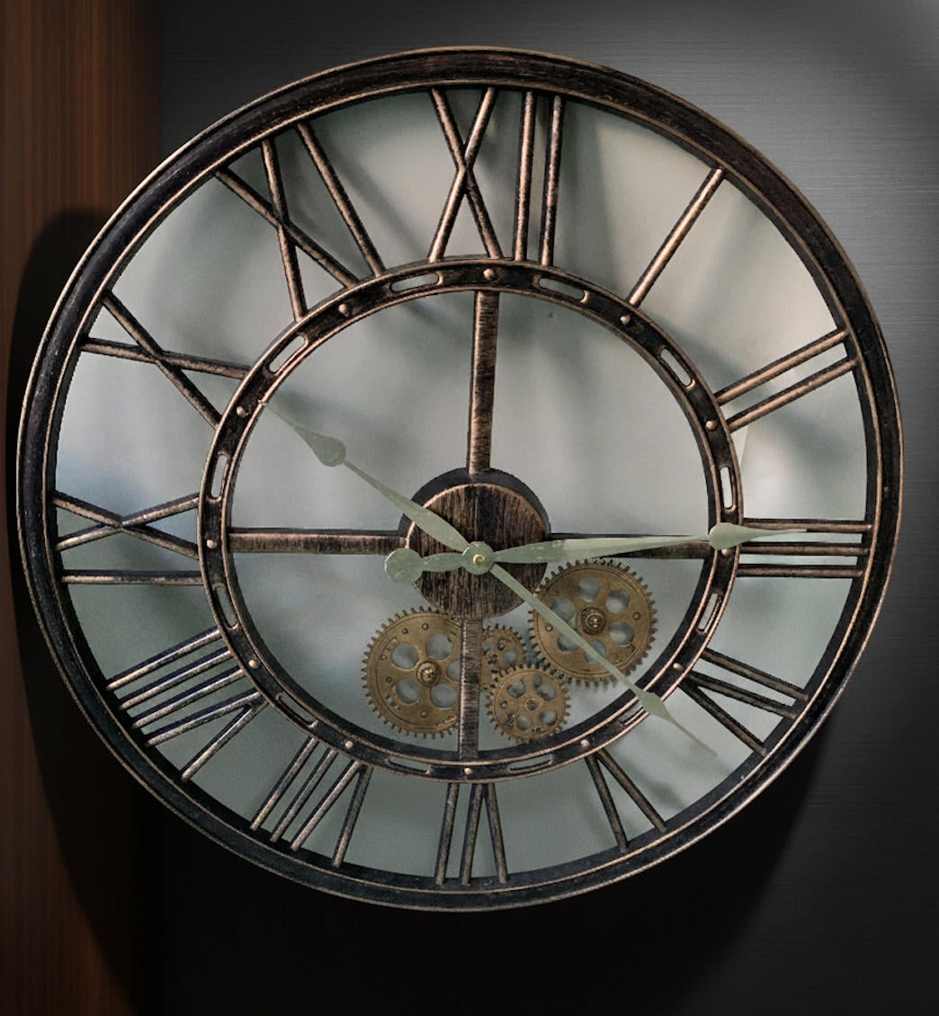 Steampunk 5280 Industrial - Vintage industrial steampunk wall clock with bronze metal frame and Roman numerals - classic skeleton design. Premium wholesale timepiece from China's clock capital with ODM/OEM services. | Boto Clock wholesale manufacturer